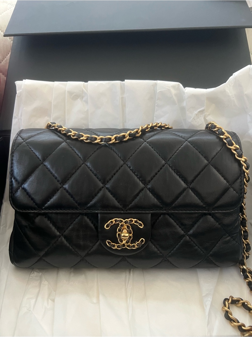 Chanel Quilted Leather Cc Accordion Flap Bag